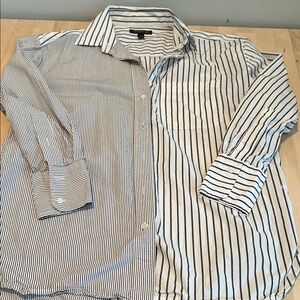 Banana Republic Black and White Striped Casual Shirt